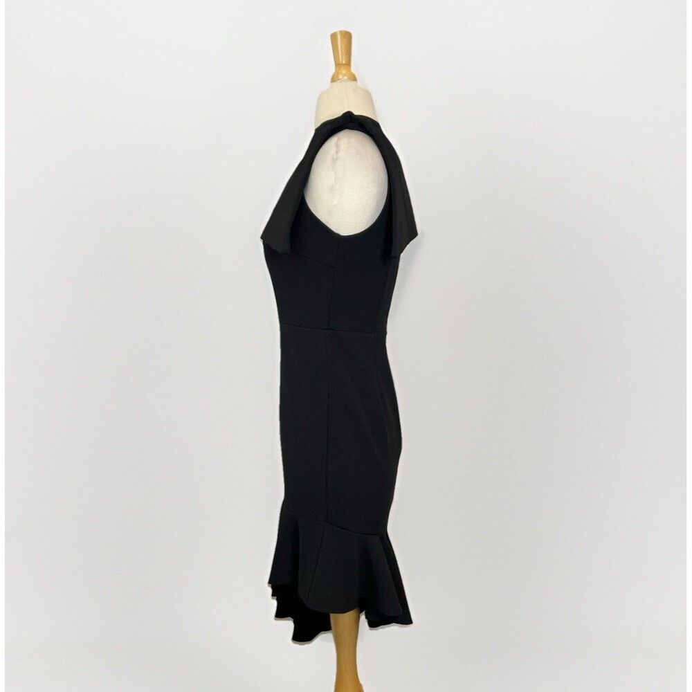Saints + Secrets Black Asymmetrical One Shoulder Bow Cocktail Dress Size M - Picture 4 of 8